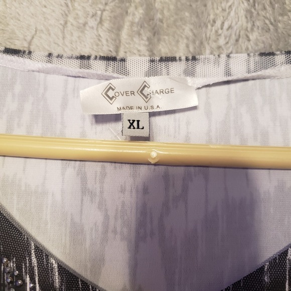 Women's Cover Charge‎ Sz XL Black/White Patterned Top - Picture 6 of 12